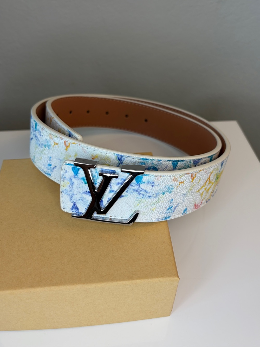 Men’s Original Genuine Leather Painted Canvas Belt Waist Size 32-36